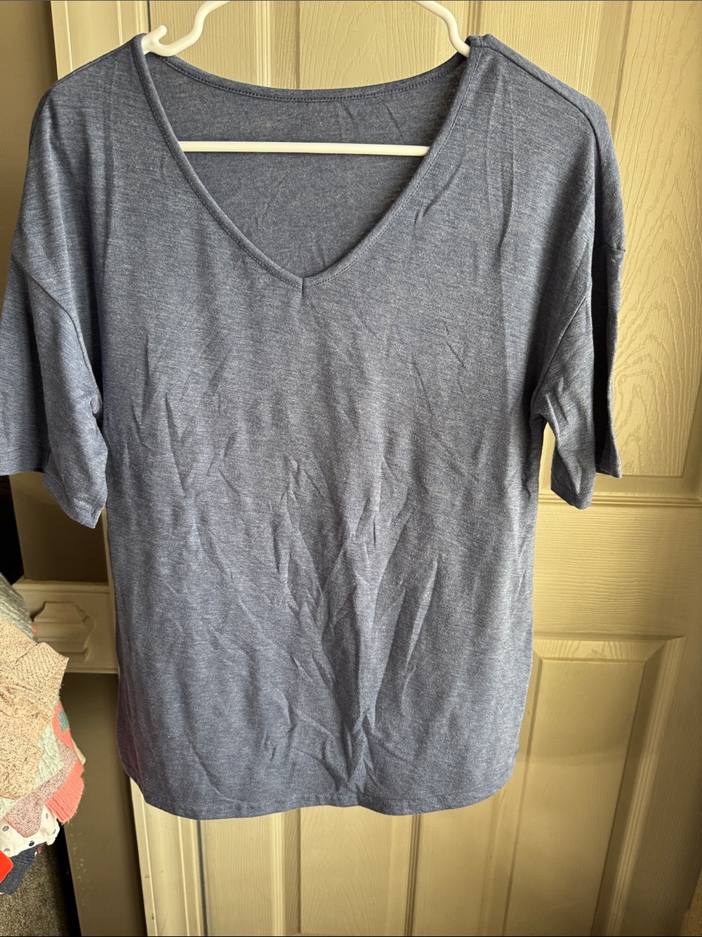 Women's V-Neck Short Sleeve Top - Blue